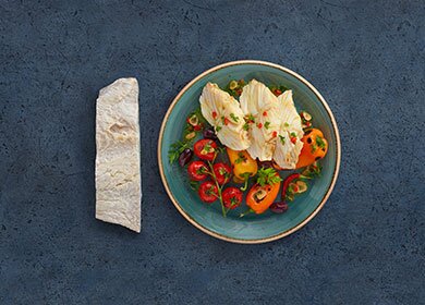 Norwegian clipfish with peppers