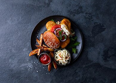 Crispy fish burger with Norwegian cod