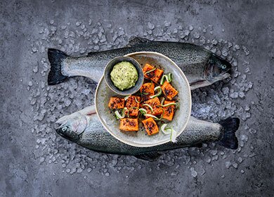Fjord Trout with Black Pepper Sauce and Avocado Cream