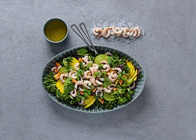 Norwegian prawn salad with avocado and mango