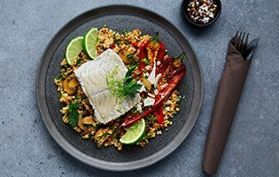 Cauliflower risotto with pan-fried Norwegian saithe