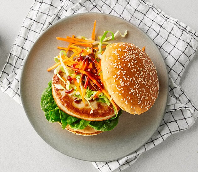 Saithe burger with pickled coleslaw