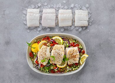 Norwegian Skrei with quinoa and mint chutney